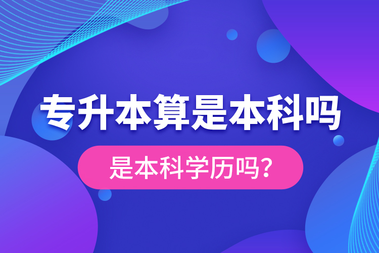 專升本算是本科嗎？是本科學歷嗎？