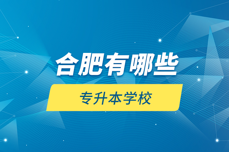 合肥有哪些專升本學(xué)校？