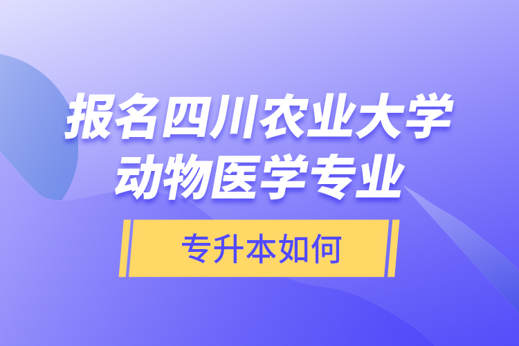 報名四川農(nóng)業(yè)大學(xué)動物醫(yī)學(xué)專業(yè)專升本如何？
