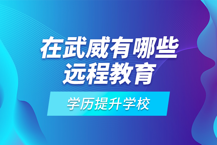 在武威有哪些遠程教育學歷提升學校？